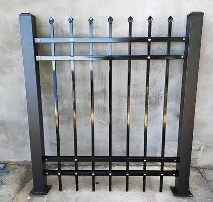 6FT High Black Powder Coated Metal Tubular Steel Fence
