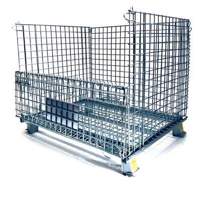 Foldable Heavy Duty Wire Mesh Storage Cage With Wheels for Industrial Use