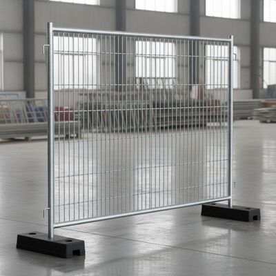 Galvanisierte Heras-Stil 2x3.5M Metall temporäre Zaunplatte mit Gummi-Basisplatte 32mm Rahmenrohr