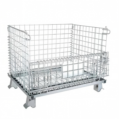 Fold Down Knockdown Collapsible Wire Mesh Storage Cage with Half Drop Gate and Hot-Dip Galvanized Finish